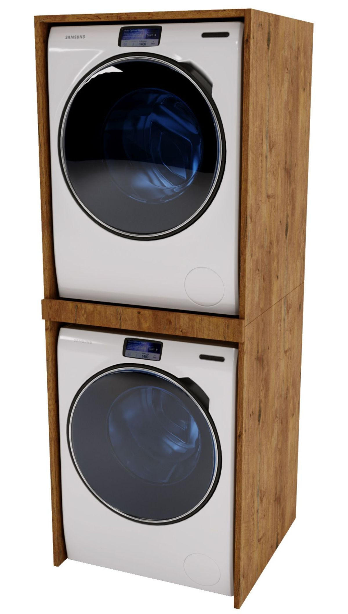 WASCHMASCHINENSCHRANK für Waschmaschine & Wäschetrockner 66/180/65cm - Braun, Holzwerkstoff (66/180/65cm) - CraftPAK
