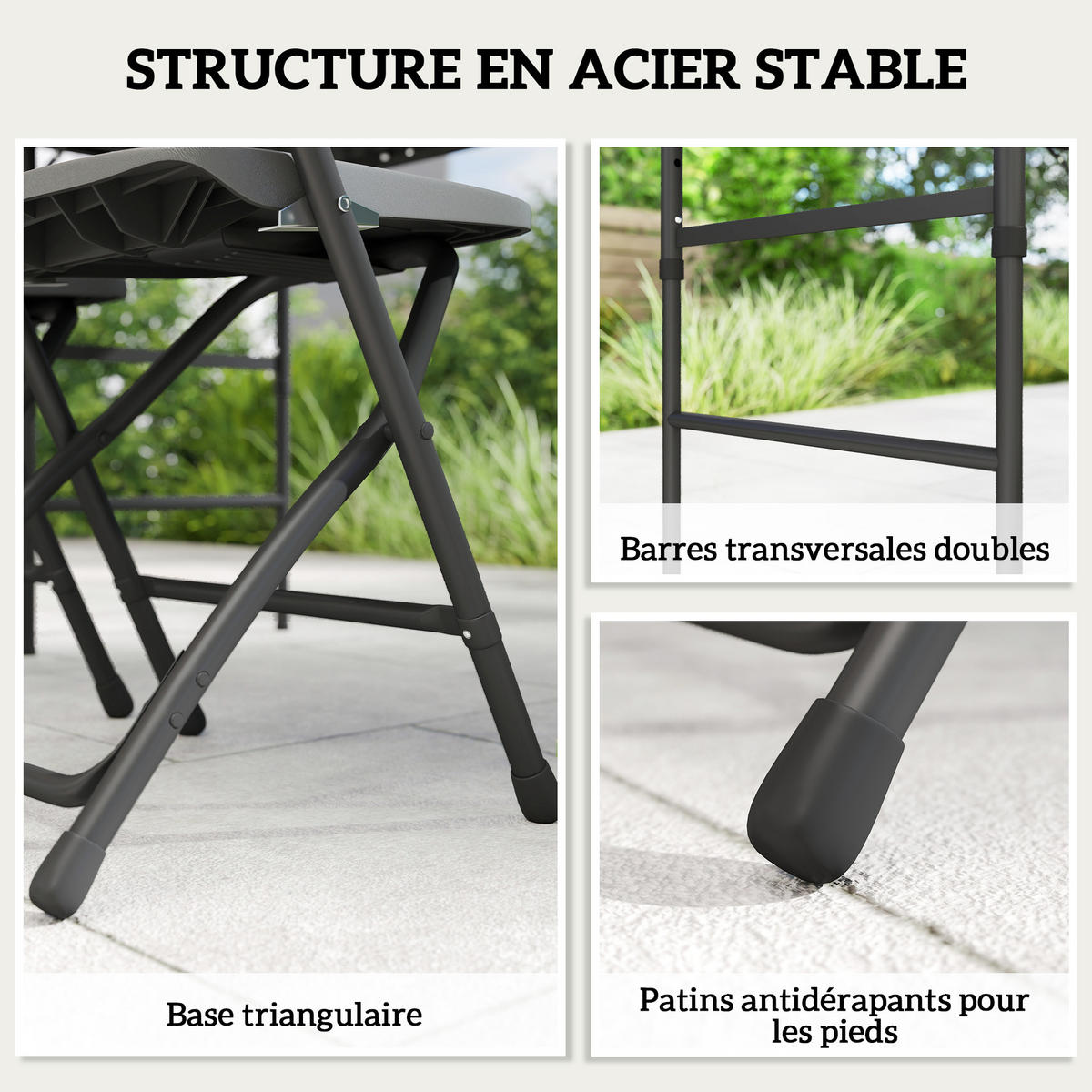 GARTENTISCHGRUPPE DE-18116 höhenverstellbarer Tisch 118 cm Dunkelgrau - Dunkelgrau, Metall - ComfortXL