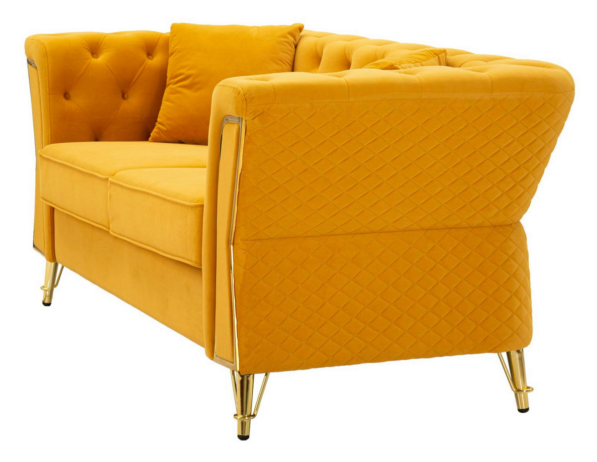 2-SITZER Sofa gesteppt Emy - Gelb - Gelb, Holz/Holzwerkstoff (162/76/83cm) - Pasmara