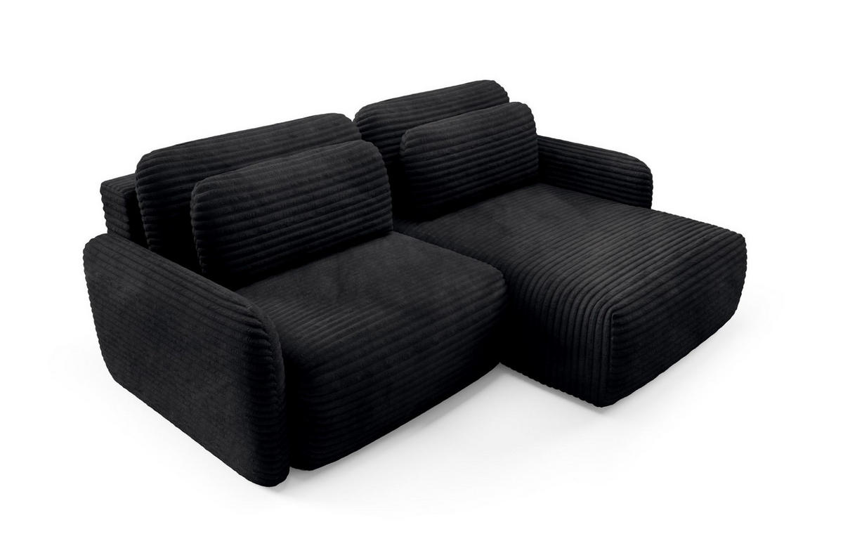 ECKSOFA Simone Mit Schlaffunktion - Schwarz, Holzwerkstoff/Textil (165/240cm) - Fun Möbel