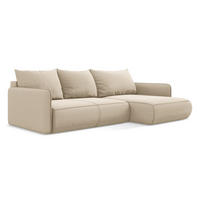 ECKSOFA mit Schlaffunktion Samt Stoff Beige - Beige/Creme, Kunststoff/Textil (240/148cm) - Makamii