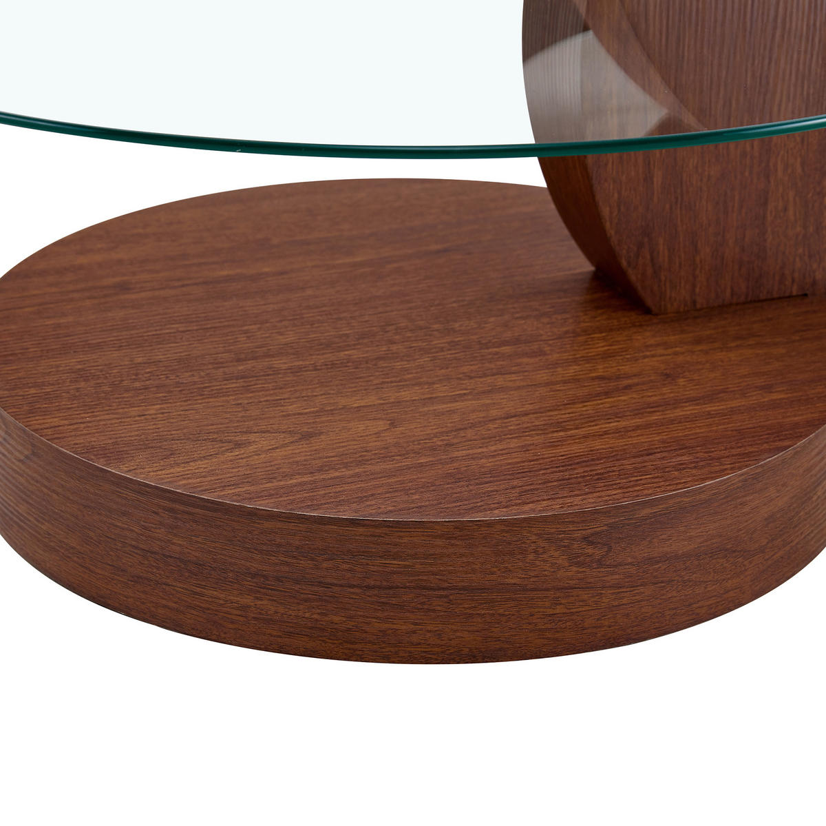 COUCHTISCH mehrstufig Ø 50/70 cm MDF Walnussoptik Transparent - Braun, Glas (90/70/44cm) - Meubliv