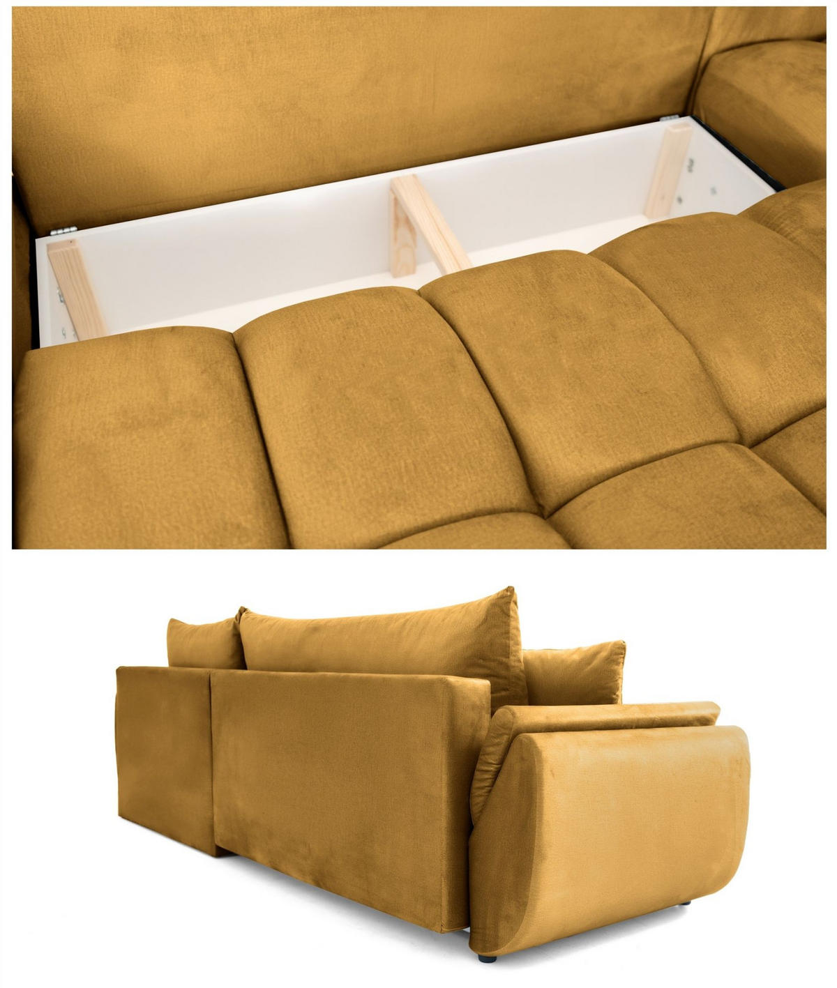 ECKSOFA Collin Mit Schlaffunktion - Gelb, Holzwerkstoff/Textil (185/280cm) - Fun Möbel