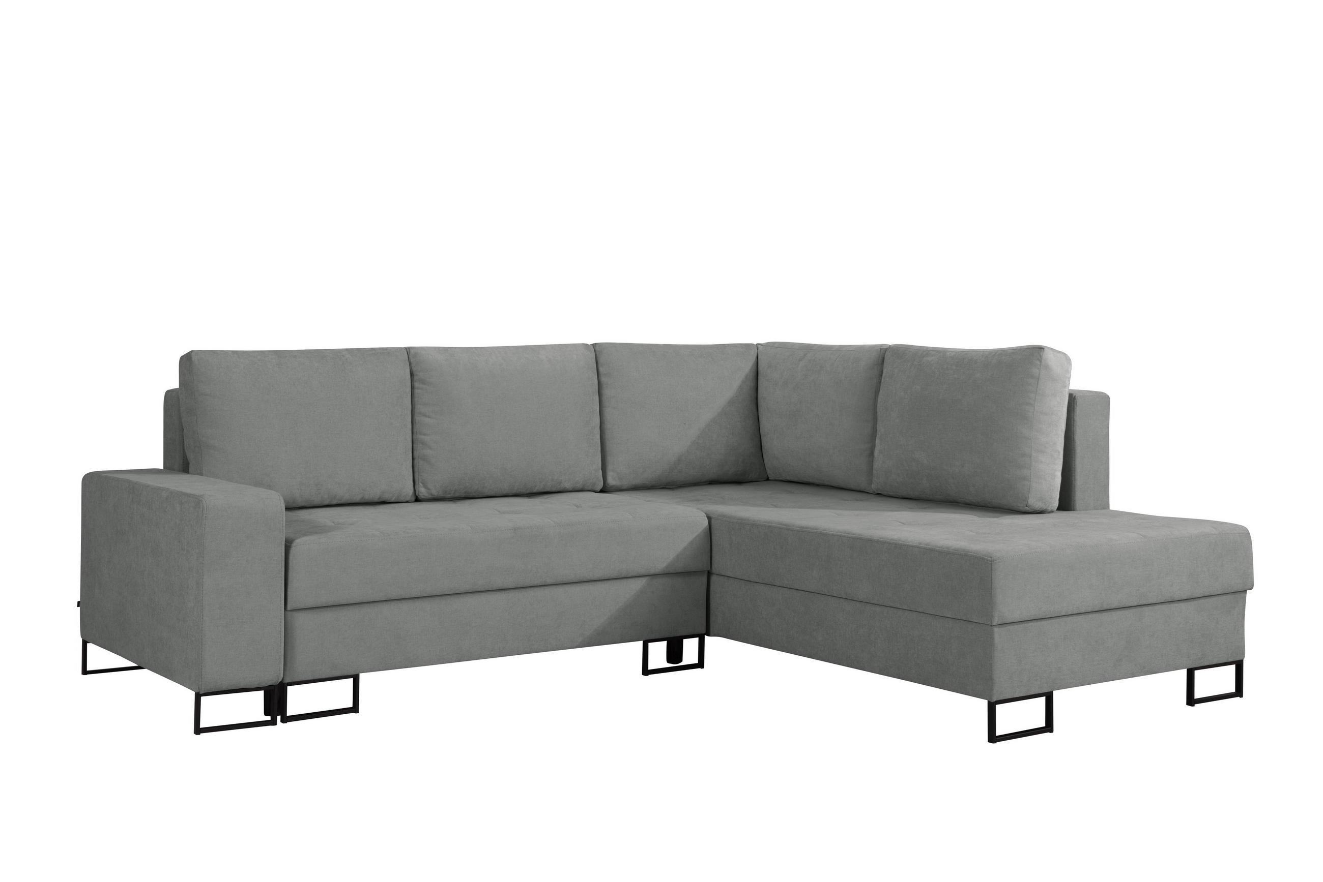ECKSOFA mit Schlaffunktion Rechts Grau Chenille - 245x200 cm - Trevi - Schwarz/Grau, Holz/Holzwerkstoff (245/200cm) - Ravio