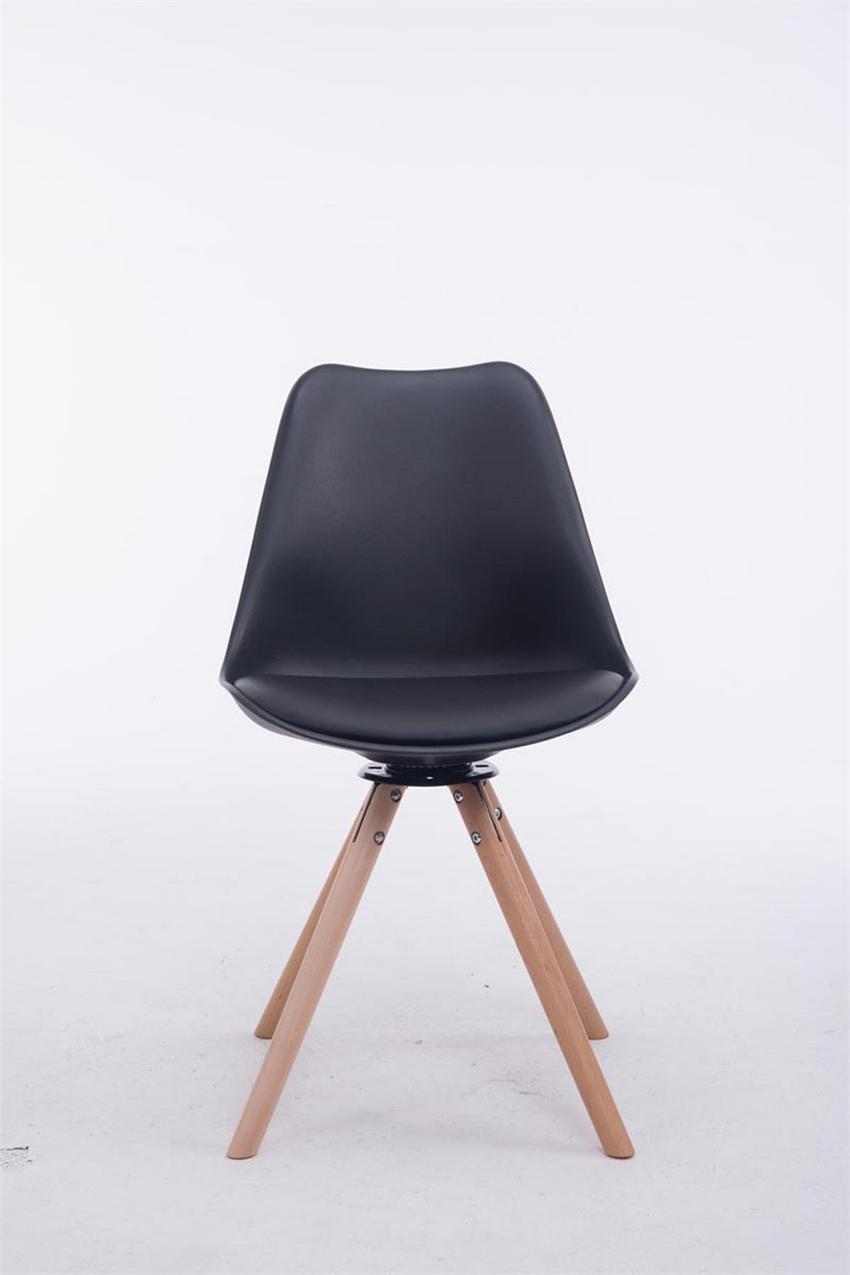STUHL Lederlook schwarz - Eukalyptusholzfarben/Schwarz, Holz/Textil (48/84/56cm) - CLP