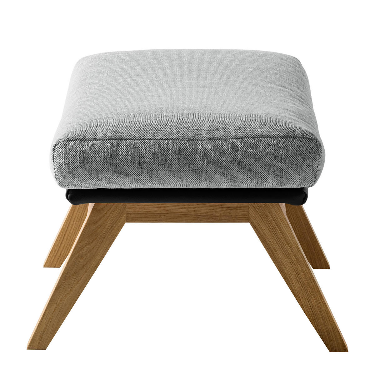 HOCKER mit Holzfüßen - Eichefarben/Hellgrau, Eichenholz/Textil (54/41/41cm) - home24