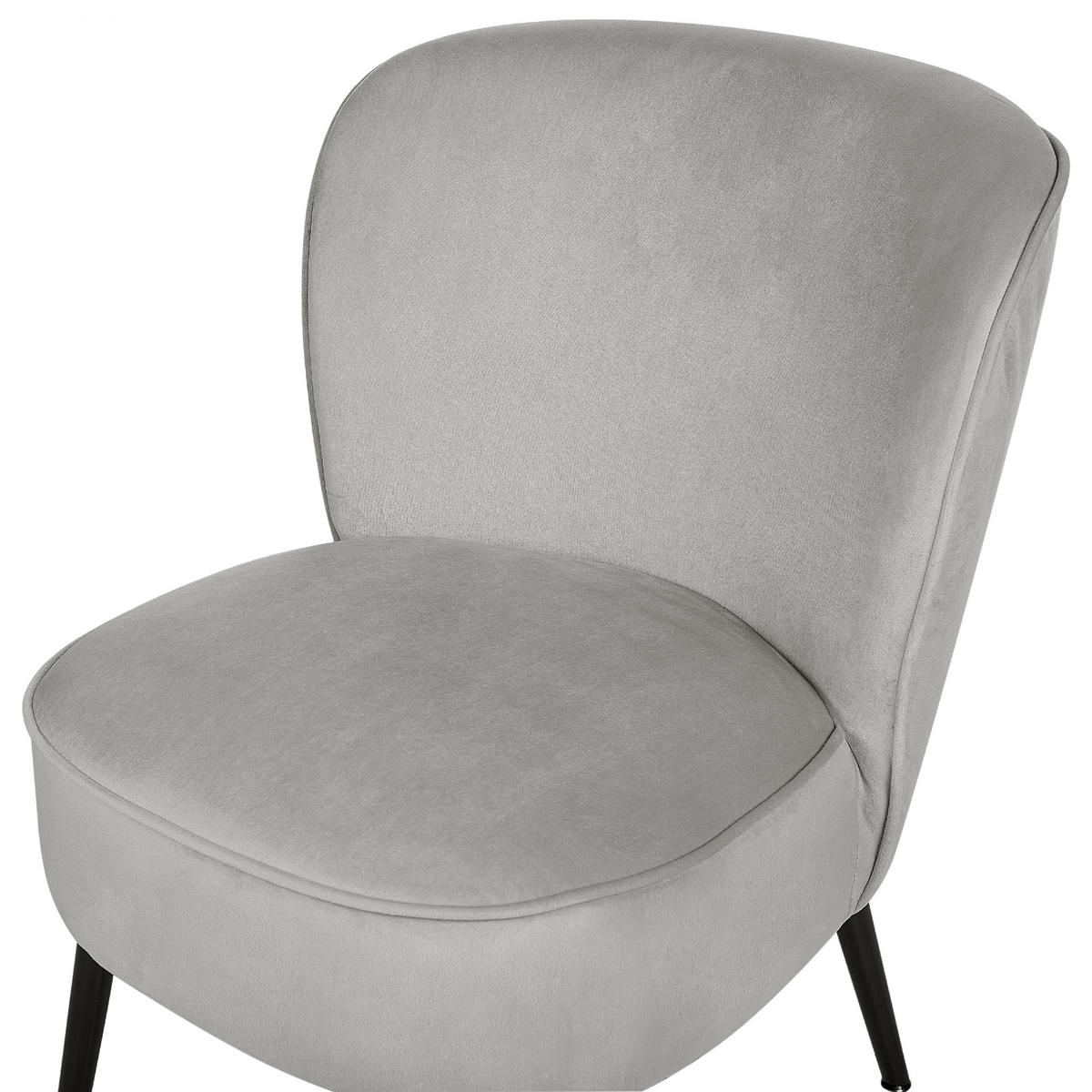 SESSEL Samtstoff hellgrau/schwarz Voss - Schwarz/Grau, Textil (60/76/52cm) - Beliani