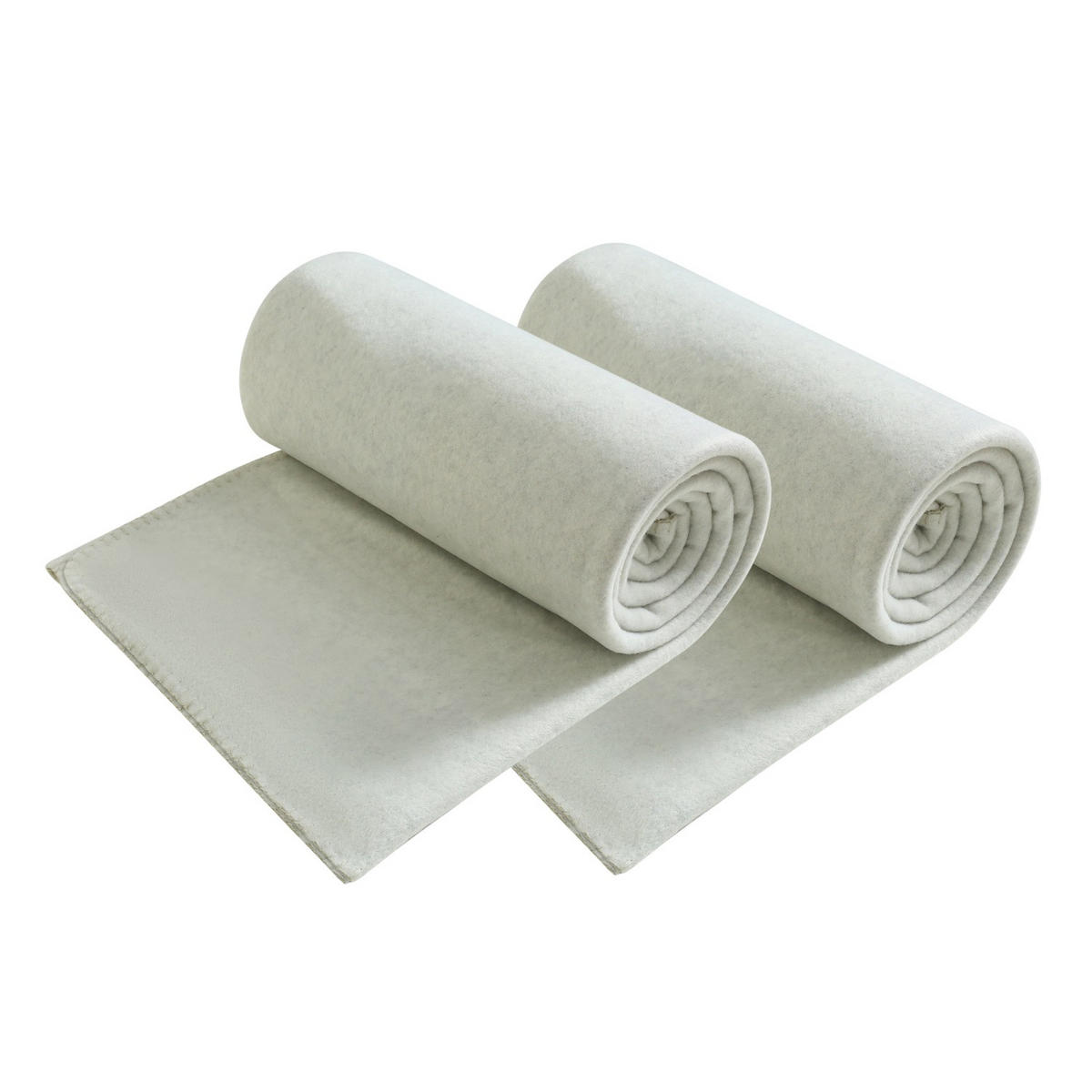 FLEECEDECKE 2er Set premium-line weiß 130/160 cm Ketteleinfassung Anti-Pilling - Weiß, Textil (130/160cm) - wometo