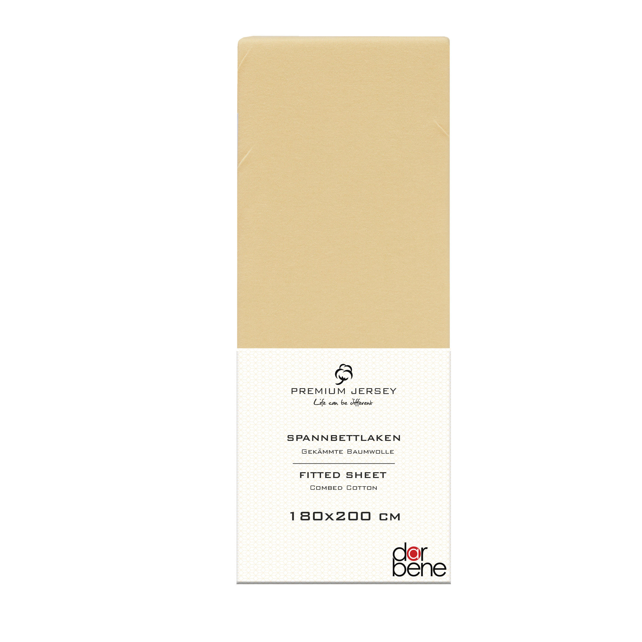 SPANNBETTLAKEN Premium Jersey Baumwolle - Sandfarben, Naturmaterialien (180/200cm) - DarBene