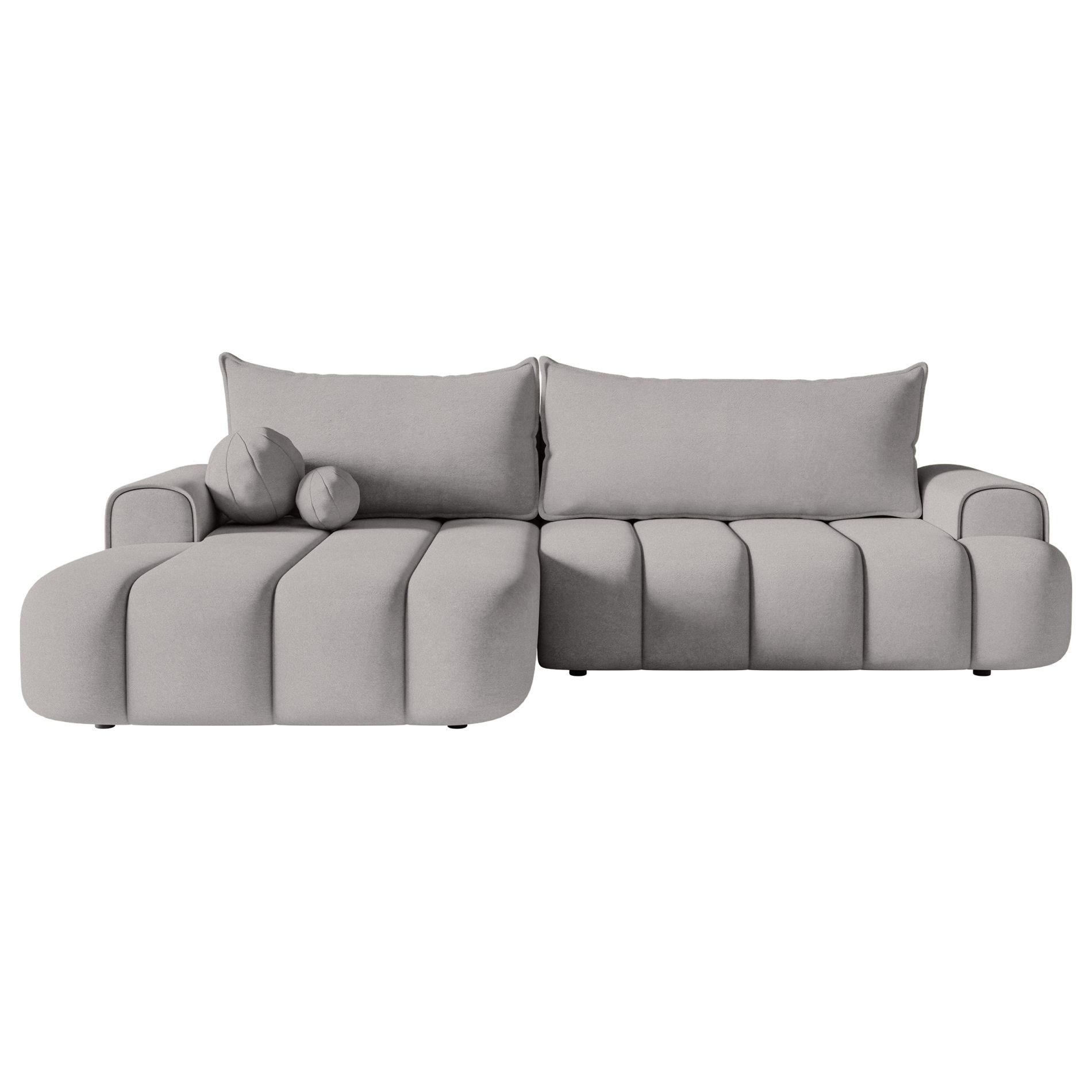ECKSOFA Dandelino Grau mit Samtbezug, links - Schwarz/Grau, Kunststoff/Textil (275/168cm) - Selsey