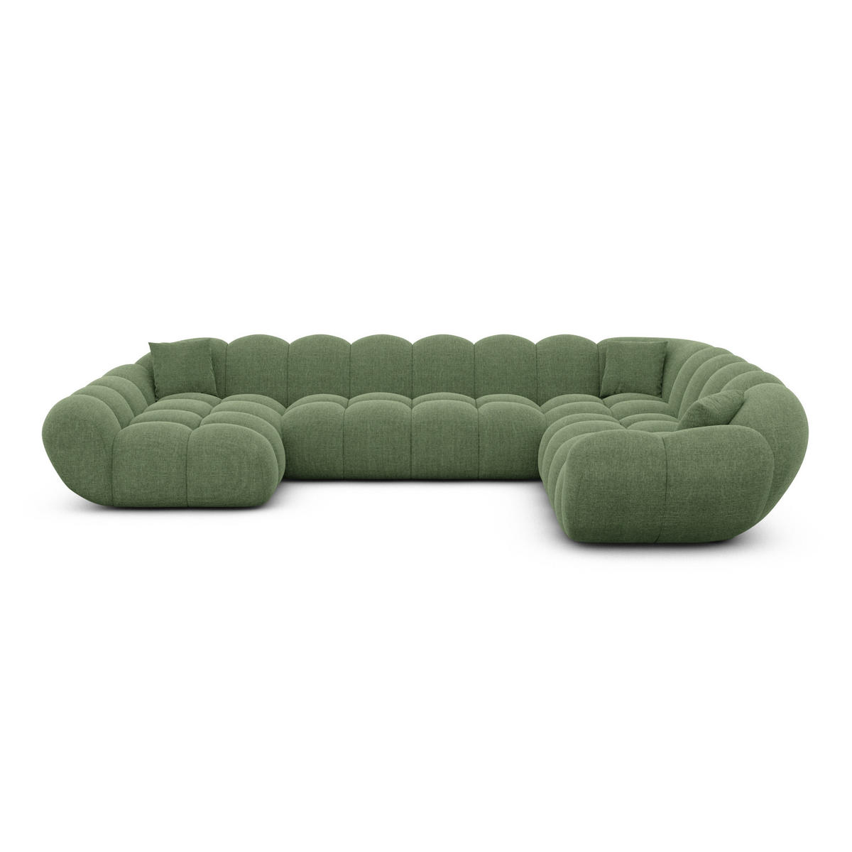 WOHNLANDSCHAFT Liva Grün Strukturstoff U-Form XXL Links - Grün, Textil (323/70/258cm) - VAROYAL