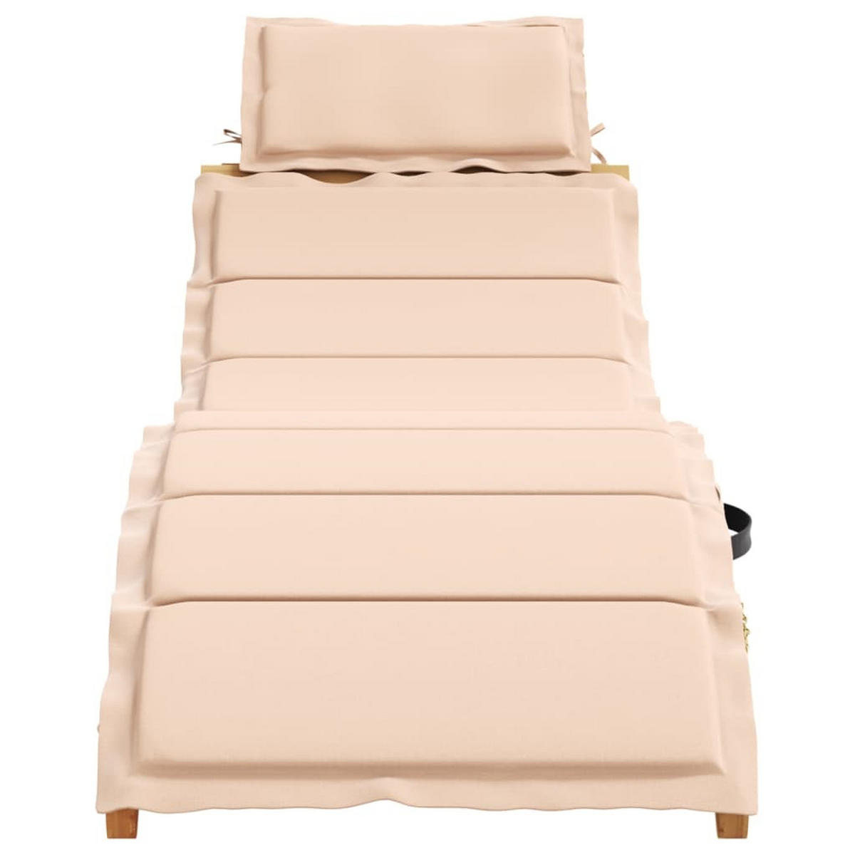 SONNENLIEGE | Mit Kissen Beige 55/184/64Cm Massivholz Akazie - Beige, Holz (184/65/55cm) - vidaXL