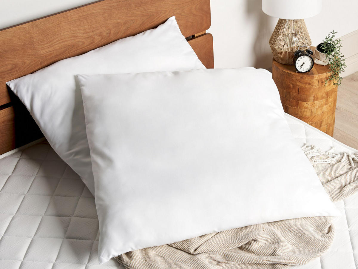 KOPFKISSEN 2er-Set Weiß 80/80 cm Errigal - Weiß, Textil (80/80cm) - Beliani