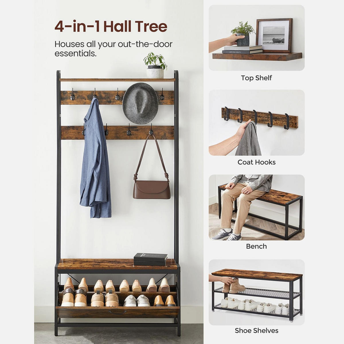 GARDEROBENSTÄNDER WARSAW - Braun, Holzwerkstoff (85/180/30cm) - Hansiro