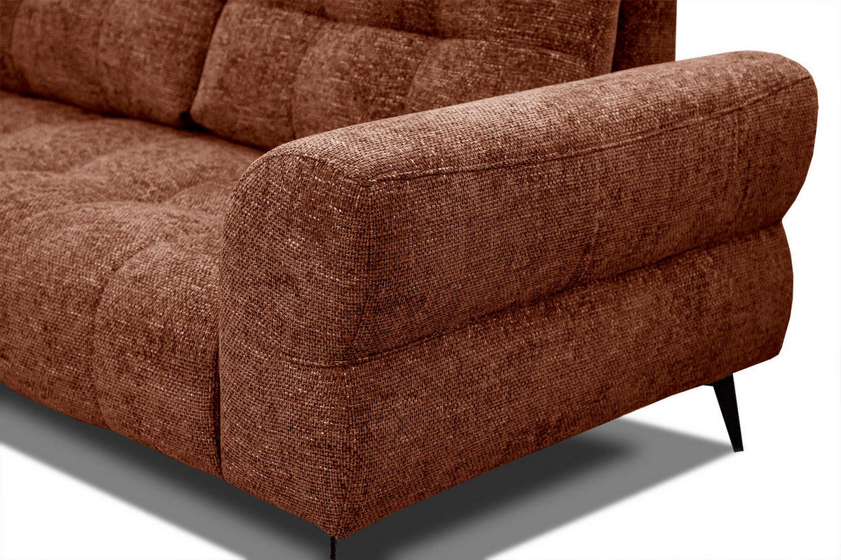 ECKSOFA SALVINI 5-Sitzer, dunkelorange - Dunkelorange/Schwarz, Holzwerkstoff/Textil (158/292cm) - Courtois Laville
