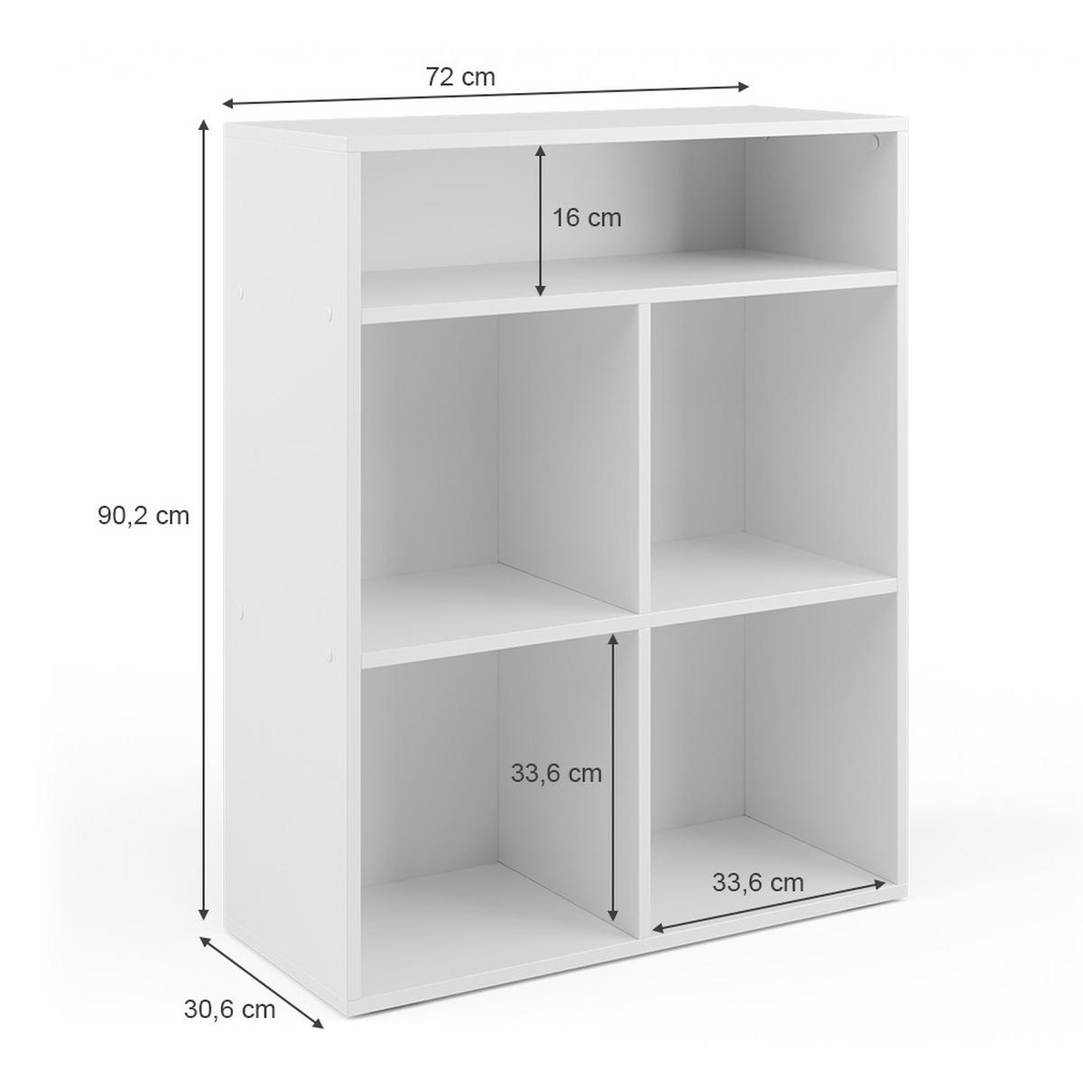 KINDERREGAL Luigi Weiß 72 x 90.2 cm 4 Fächer - Weiß, Holzwerkstoff (72/90.2/30.6cm) - Vicco