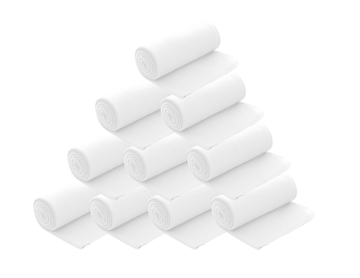 FLEECEDECKE 10er Set weiß 130/160 cm Kettelrand Anti-Pilling - Weiß, Textil (130/160cm) - wometo