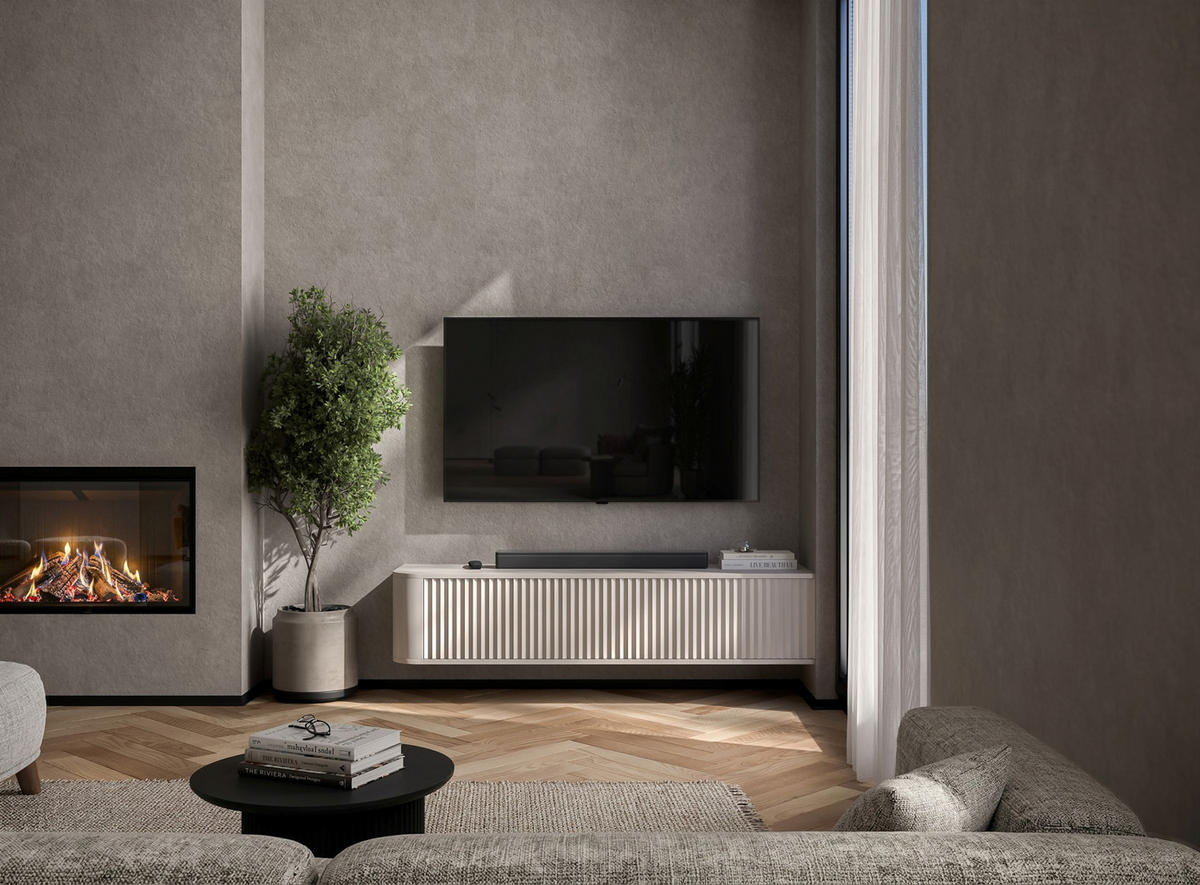 TV komoda Aurora matná kašmírová 140 cm - kašmírová, kompozitné drevo (140/30/35cm) - Meble Lindner