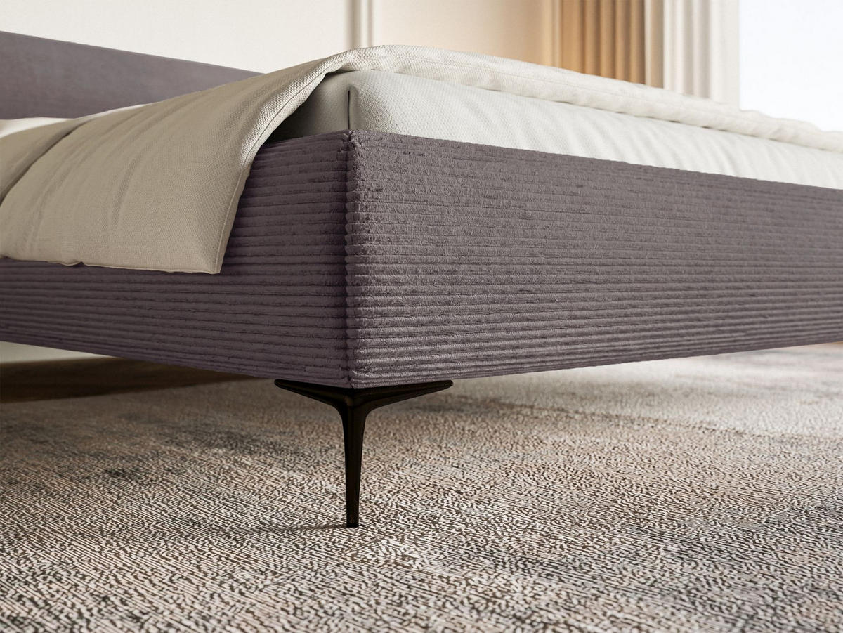 POLSTERBETT Roule Cord Braun 140x200 cm - Schwarz/Braun, Textil/Metall (140/200cm) - Selsey