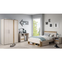 JUGENDZIMMER Wexlin in Mauvella Eiche und Sand 4 teilig mit Lamellenoptik - Beige/Braun, Holzwerkstoff (80/200/120cm)