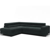 ECKSOFA COLESIO L-Form, Schlaffunktion, Bettkasten, verstellbare Kopfstützen, Wellenfederung, Metallfüße, breiter Cordstoff - Dunkelgrün/Schwarz, Kunststoff/Metall (269/204cm) - Wohnideebilder