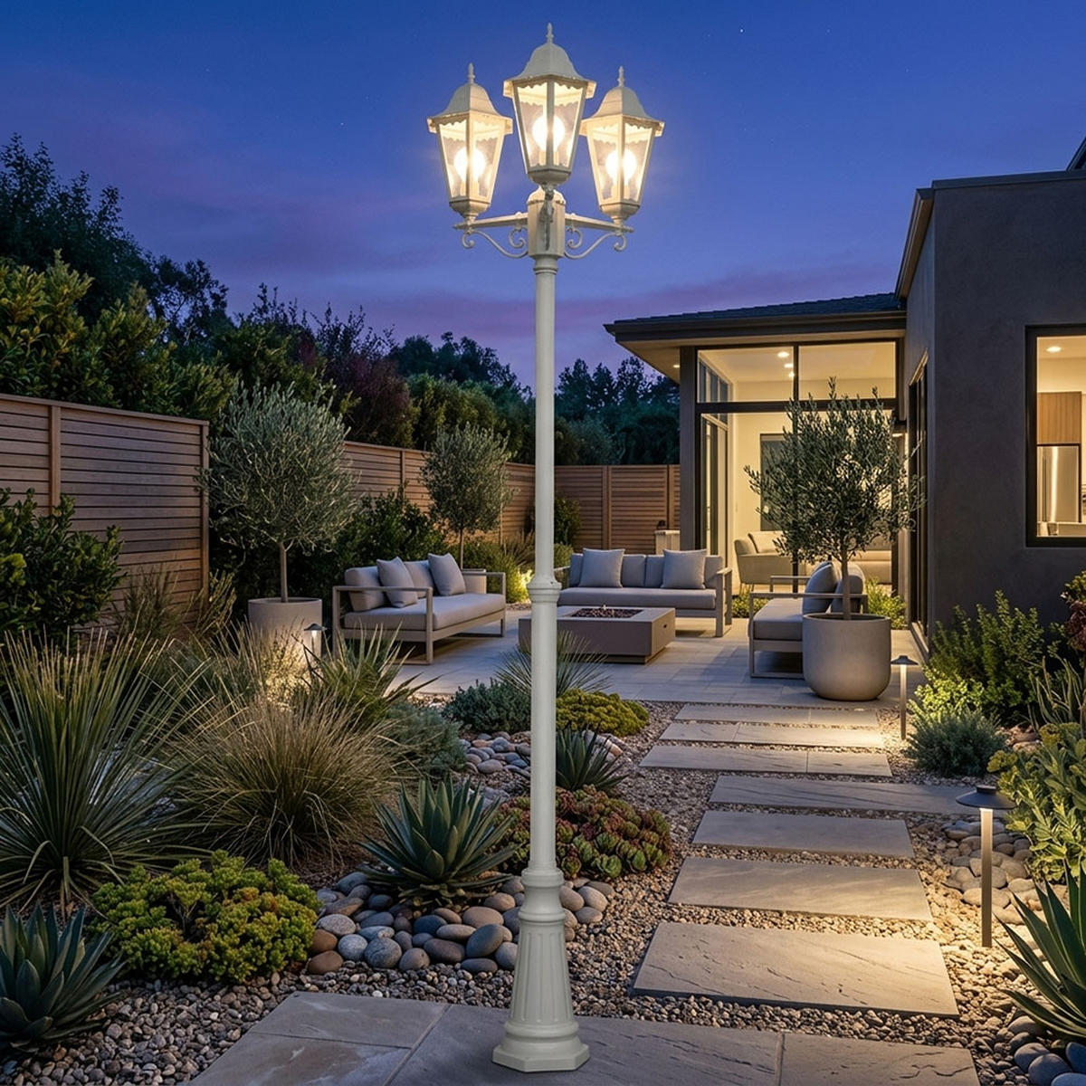 LED STEHLEUCHTE Aluminium Weiß für Außen - Weiß, Metall (58/55/220cm)