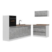 KUCHYŇSKÝ KOUT R-Line, Beton/Bílá, 220 cm pracovná doska Dub Goldkraft - šedá/bílá, kompozitní dřevo (220/143/60cm) - Vicco