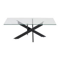 COUCHTISCH - 120 cm x 60 cm - Glas - Transparent, Schwarz - COSIMA - Schwarz, Glas (60/120/44.5cm) - Vente-Unique