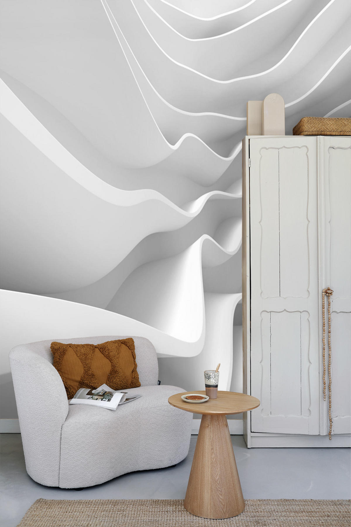 FOTOTAPETE 3D Muster 375 x 270 cm - Weiß, Papier (375/270cm) - Sanders & Sanders