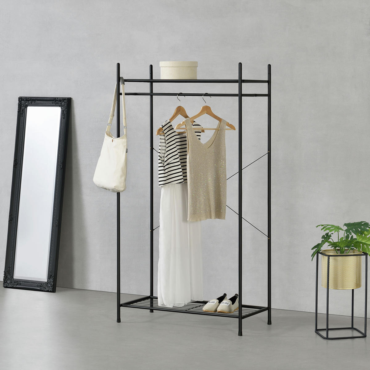 GARDEROBENSTÄNDER - Schwarz, Metall (80/150/39cm) - [en.casa]