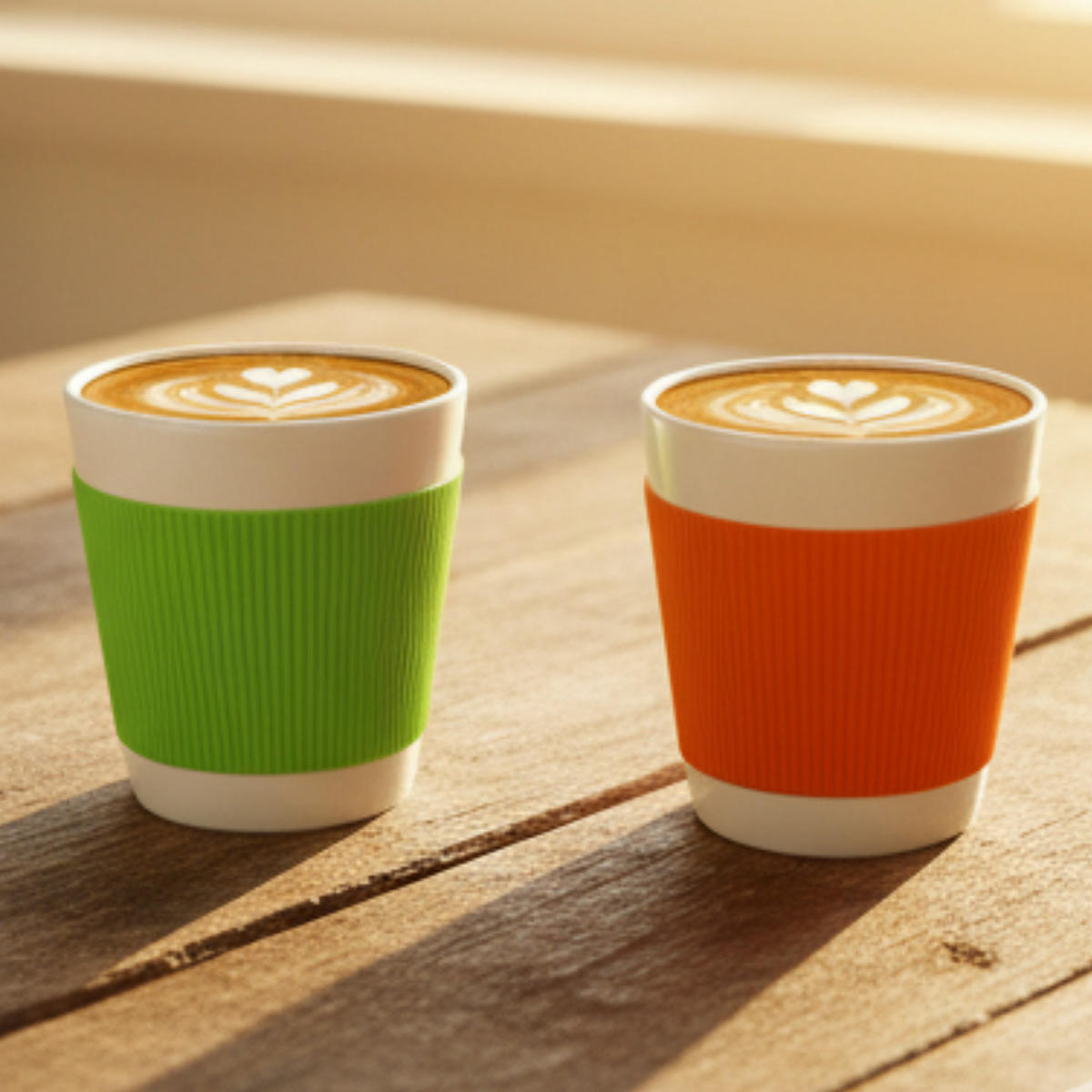 ESPRESSOTASSEN Canteen Orange 2er Set 100 ml Doppelwandig Porzellan Silikonhülle - Orange/Grün, Keramik (0.2L) - Bodum