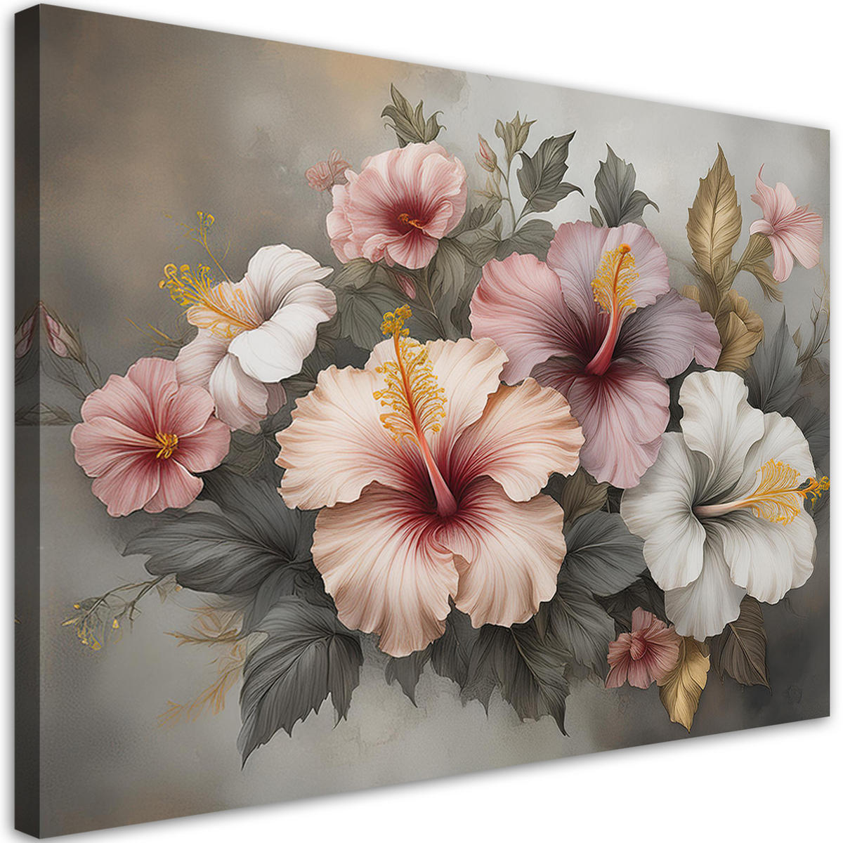 WANDBILD rosa blume natur - Grau, Textil (60/40cm) - Feeby