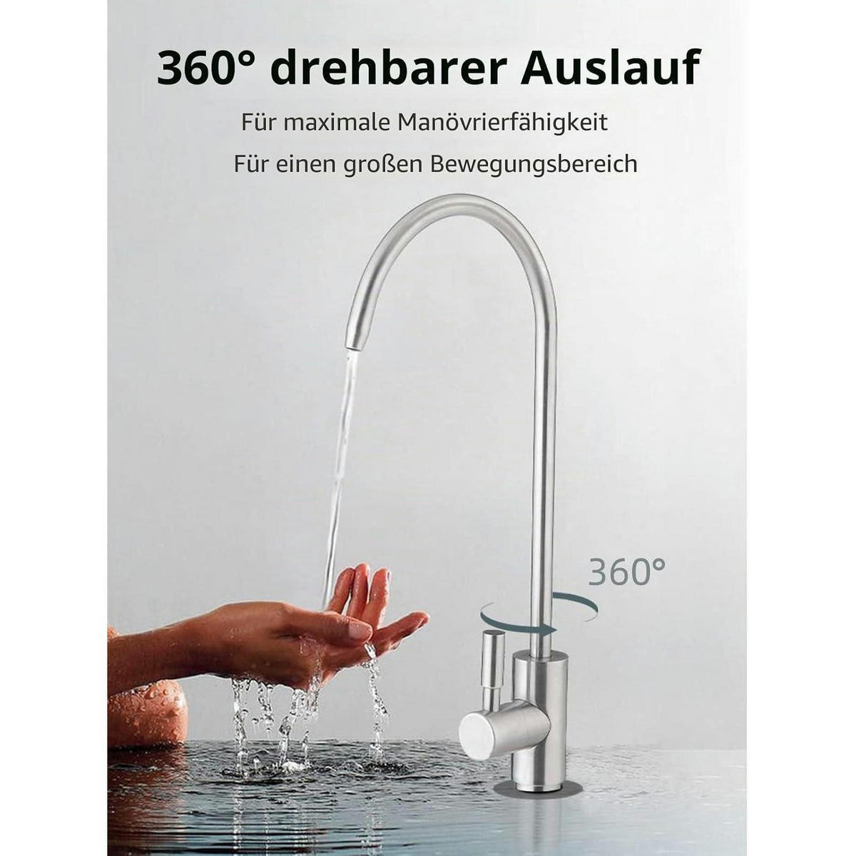 TRINKWASSERHAHN gebürstetes Nickel SUS304 Edelstahl - Silberfarben, Metall (14.5/8.1/29cm)