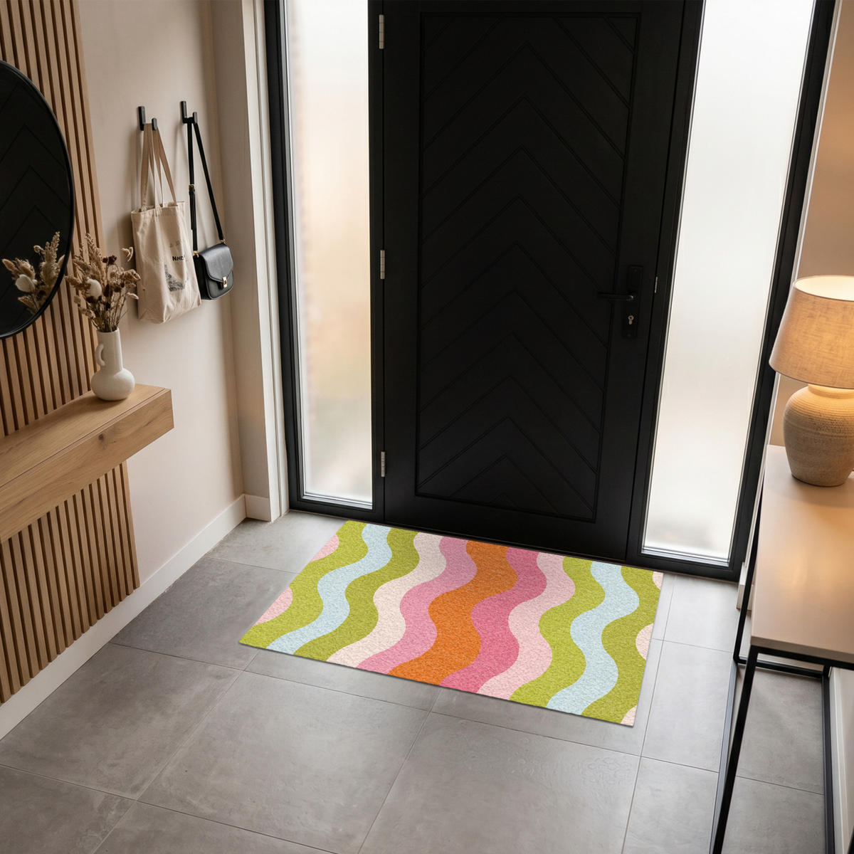 ROHOŽKA Oběžné dráhy - Vlny - Barevné - Vertikální 120x80 cm - různobarevná, textil/umělá hmota (120/0.4cm) - MuchoWow