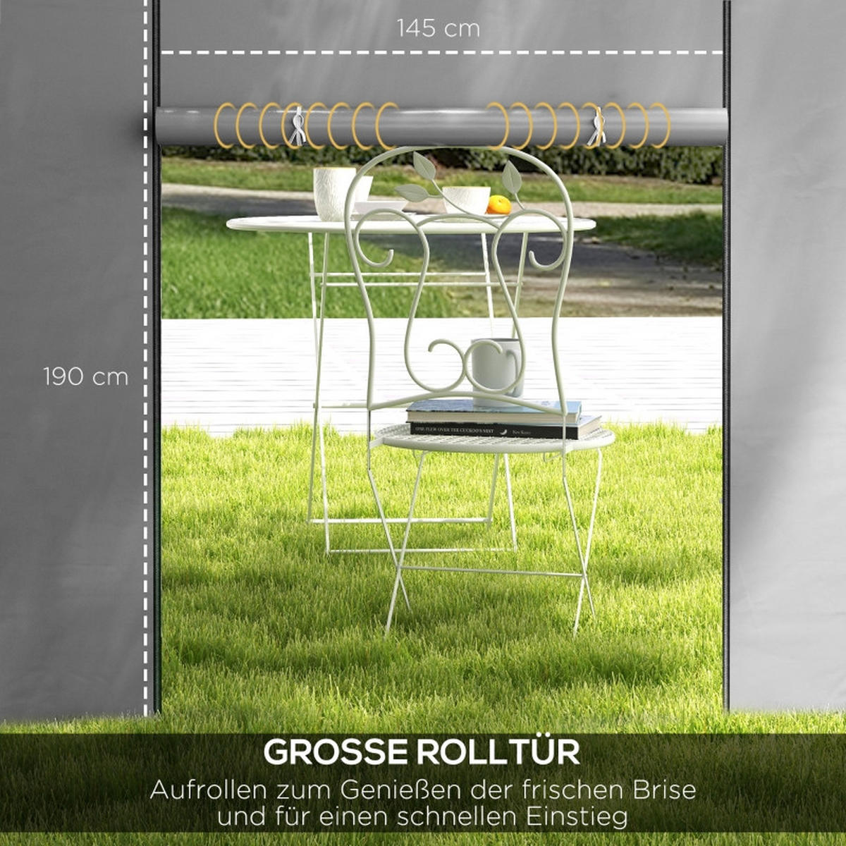 PAVILLON VORHÄNGE 2er Set 3x3 3x6 Fenster Türen grau - Hellgrau, Textil (295/195/1cm) - LEBENLANG