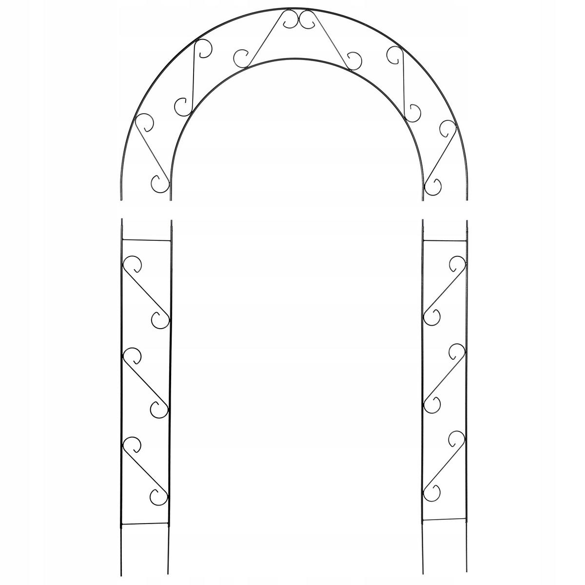 GARTENPERGOLA für Blumen 240 cm, schwarz - Schwarz, Metall (160/240cm) - KADAX