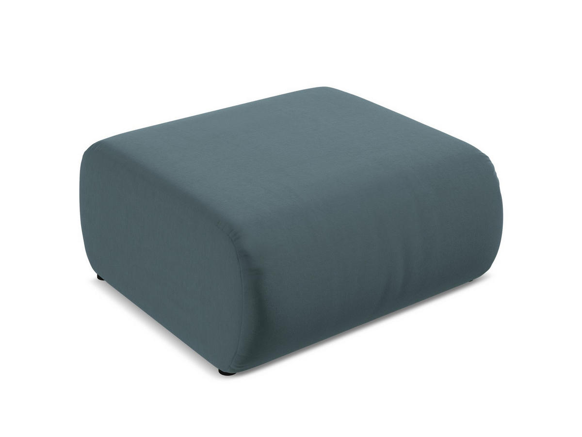 POUF Samt Stoff Blau - Blau/Petrol, Kunststoff/Textil (94/40/89cm) - Makamii