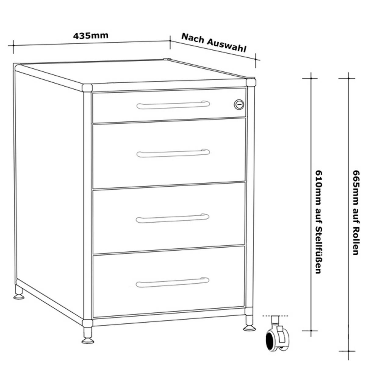 BÜRO-STANDCONTAINER Holz, 60 cm, 4 Schubladen, Weiß - Chromfarben/Silberfarben, Holzwerkstoff/Metall (60/61/60cm) - Versee