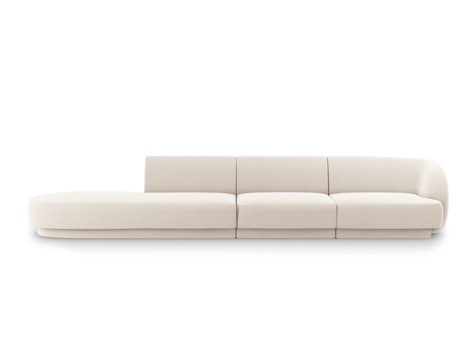 LINKES-SOFA Miley aus Samt leichtes beige 4 Sitzplätze - Beige, Textil (90/70/323cm) - Micadoni