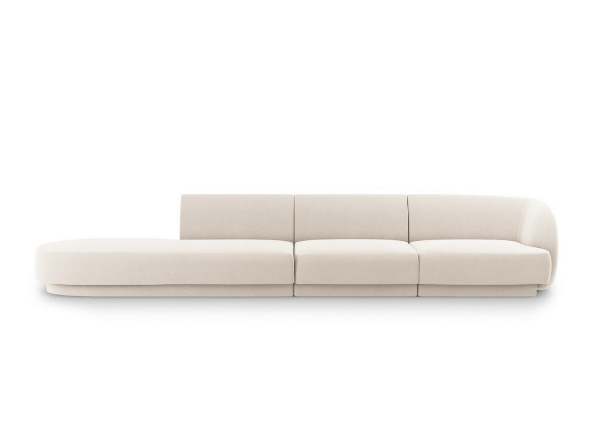 LINKES-SOFA Miley aus Samt leichtes beige 4 Sitzplätze - Beige, Textil (90/70/323cm) - Micadoni