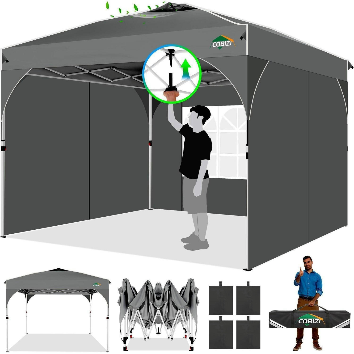 FALTPAVILLON 3x3m Grau mit 3 Seitenteilen - Grau, Textil (300/204/204cm)