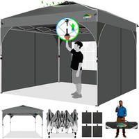 FALTPAVILLON 3x3m Grau mit 3 Seitenteilen - Grau, Textil (300/204/204cm)