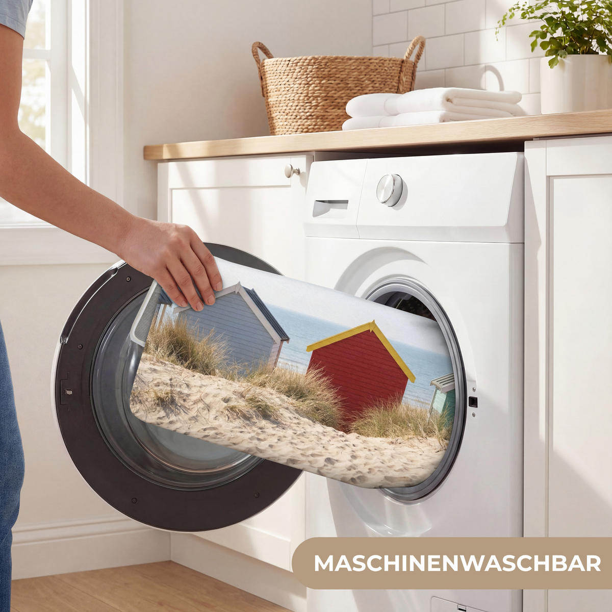 KOUPELNOVÁ PŘEDLOŽKA Pláž - Chaty - Barevné - Duny 60x40 cm - různobarevná, textil/plast (60/40cm) - OnlyWow