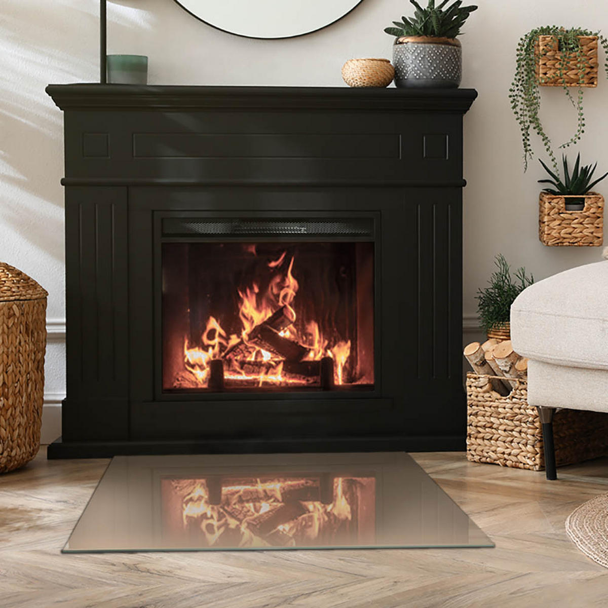 GLASPLATTE für Kamin 80x60 cm Braun - Braun, Glas (80/60/0.4cm) - ArtPrintCave