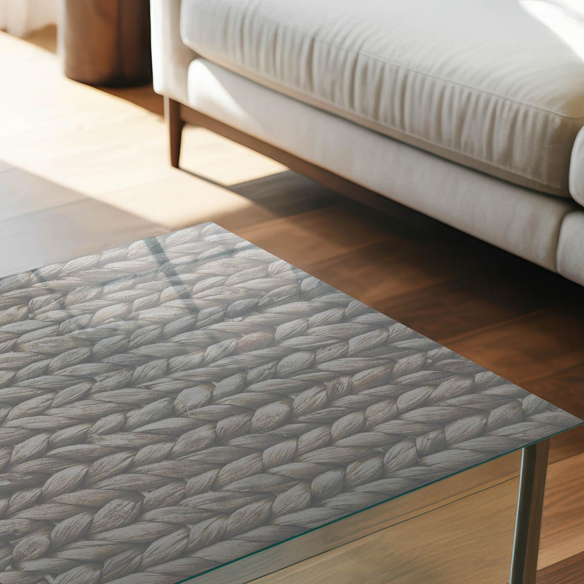 TISCHPLATTE 50x50 cm – Rustikale Textur - Grau, Glas (50/50/0.4cm) - Wallfluent