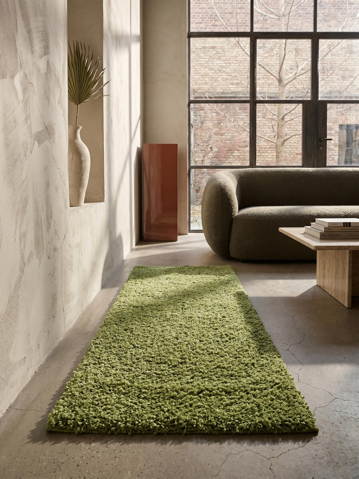 TEPPICH Hochflor Shaggy Einfarbig Weich Flauschig Waschbar Läufer Grün 80x250 cm – RHEIN - Grün, Textil (250/80cm) - KADIMA DESIGN