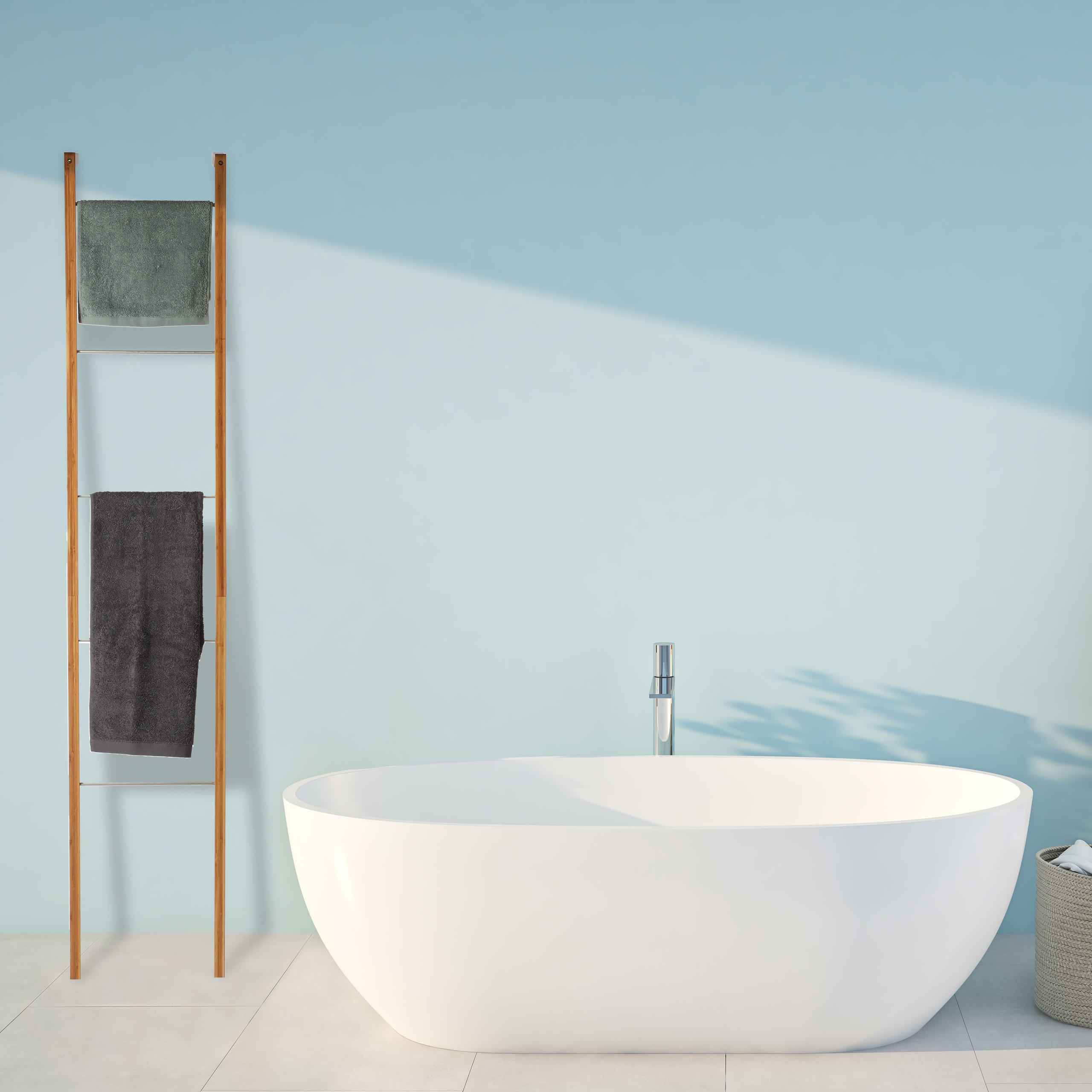 LEITERREGAL - Hellbraun, Holz/Metall (35/180/20cm) - Relaxdays