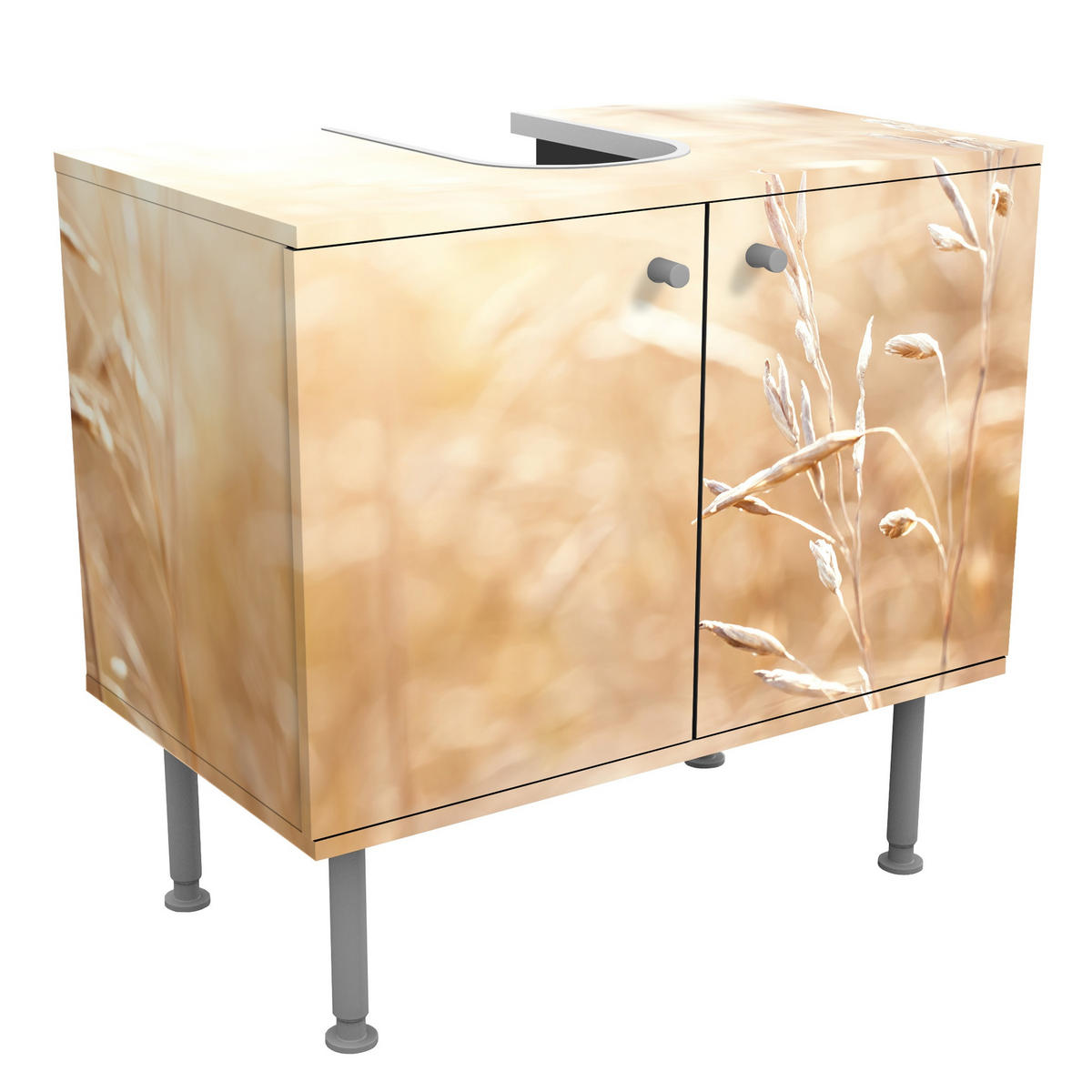 WASCHBECKENUNTERSCHRANK Gräser im Sonnenschein 60/55/35 cm - Beige, Holzwerkstoff (60/55/35cm) - Bilderwelten