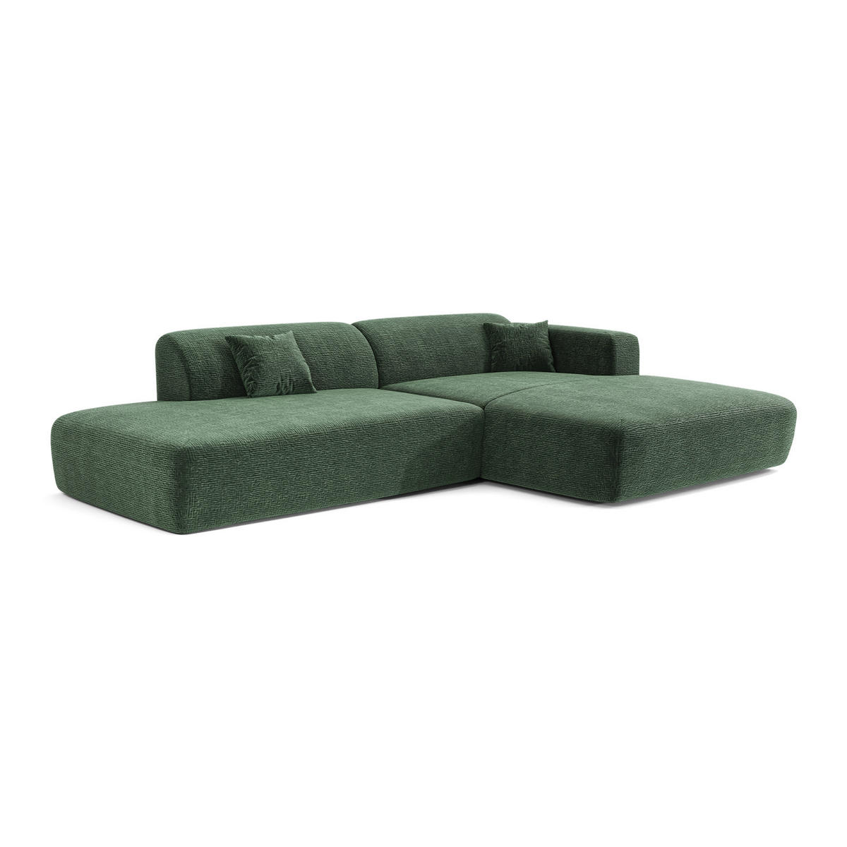 ECKSOFA RECHTS Gemusterter Samt Smaragdgrün 310cm - Smaragdgrün, Textil (300/96cm) - Sia Home