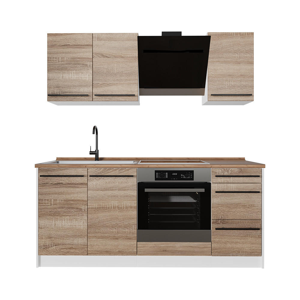 Vicco Singleküche Sonoma Eiche, Weiß 180x206.8x60 cm